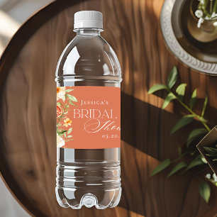 Rótulo De Garrafa De Vinho Chá de Noiva Floral Cítrico Elegante