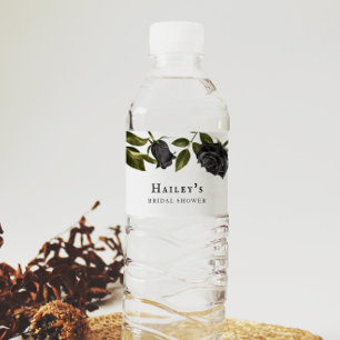 Rótulo De Garrafa De Vinho Chá de Noiva Floral Gótico Branco