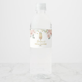 Rótulo De Garrafa De Vinho Chá de Noiva Soiree Rosa Poeira e Dourado