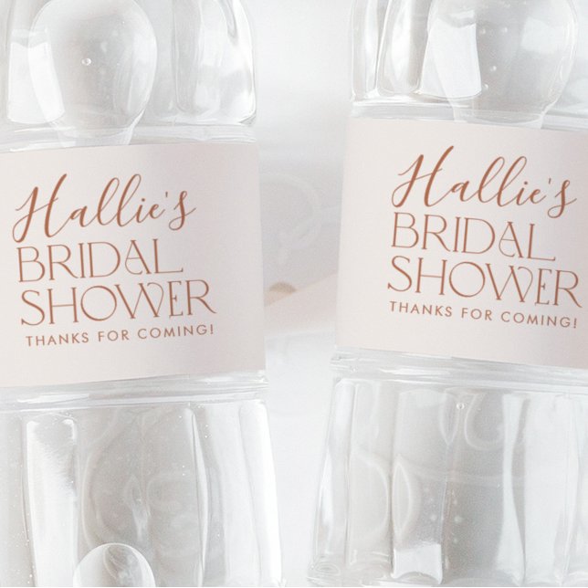Rótulo De Garrafa De Vinho Chá de panela boho mínimo neutro (Minimal Boho Bridal Shower Water Bottle Labels)