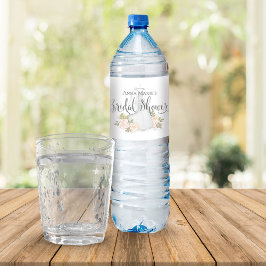 Rótulo De Garrafa De Vinho Chá de panela de Aquarela Floral Blush