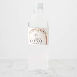 Rótulo De Garrafa De Vinho Chá de panela de Arco Moderno Floral de Boho Water