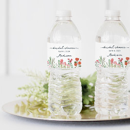 Rótulo De Garrafa De Vinho Chá de panela de flor selvagem colorido