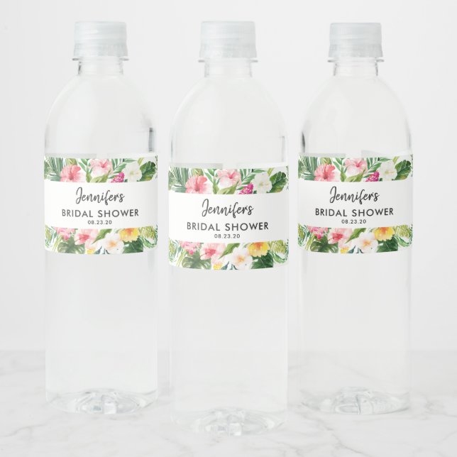 Rótulo De Garrafa De Vinho Chá de panela de Luau de Verão de Folhas Tropicais (Garrafas)
