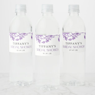 Rótulo De Garrafa De Vinho Chá de panela Floral Roxo do Toile Francês Vintage