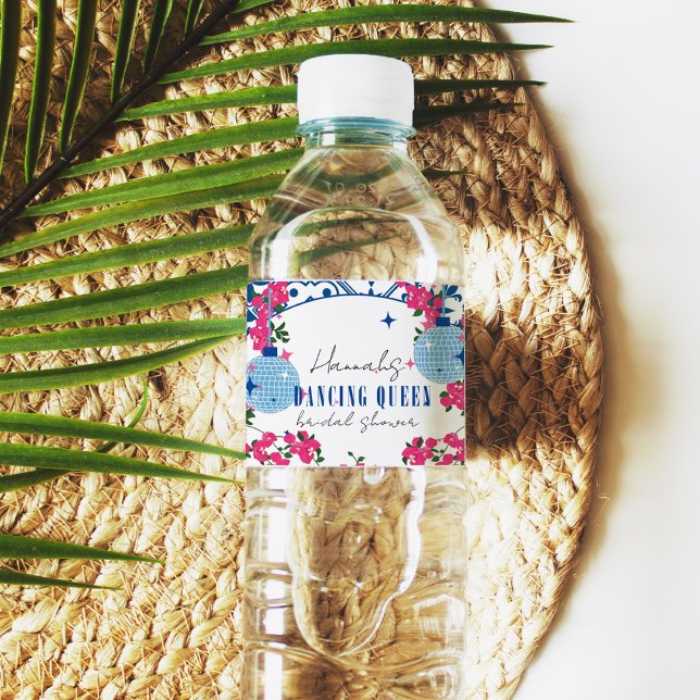 Rótulo De Garrafa De Vinho Chá de panela musical Santorini Bougainvillea (Criador carregado)