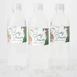 Rótulo De Garrafa De Vinho Chá Novo Bebê da Selva Safari Cute Tiger