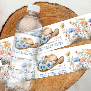 Rótulo De Garrafa De Vinho Chapéu de Cowboy com Flores Silvestres Boho Engraç