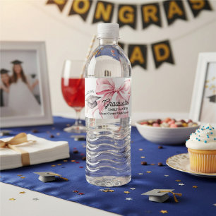Rótulo De Garrafa De Vinho Chapéu de Graduação com Laço Rosa Graduado