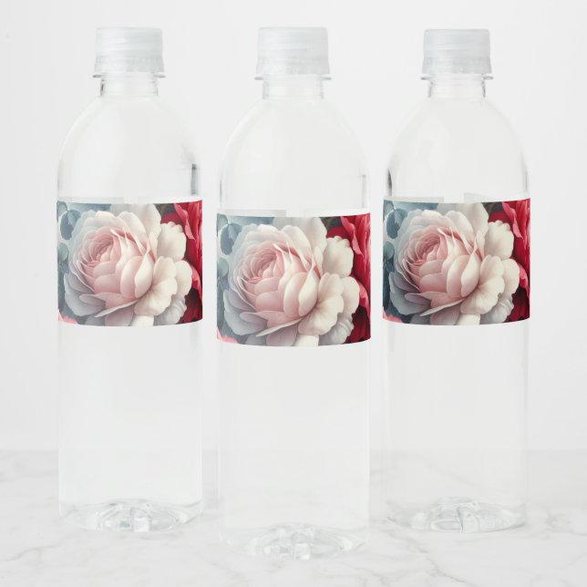 Rótulo De Garrafa De Vinho Charme Floral Rosa Atemporal (Garrafas)