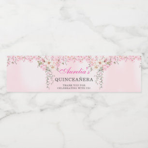 Rótulo De Garrafa De Vinho Cherry Blossoms Floral Sweet Dezesseis Aniversário