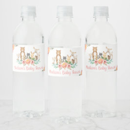 Rótulo De Garrafa De Vinho Chic Floral Woodland Animais Chá de fraldas Aniver