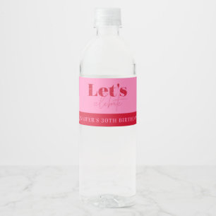 Rótulo De Garrafa De Vinho Chic Rosa Vermelho Vamos celebrar Aniversário 