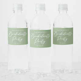 Rótulo De Garrafa De Vinho Chic Sage Green Bachelorette Party Personalized