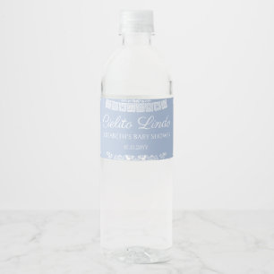 Rótulo De Garrafa De Vinho Chuva de Amor Azul Poeirento Papel Picado Baby Sho