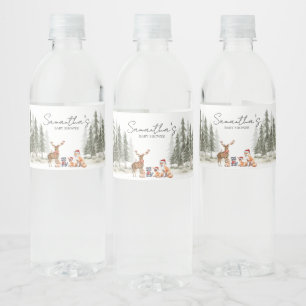 Rótulo De Garrafa De Vinho Chuva de Bebê Animais da Floresta Aventura Começa