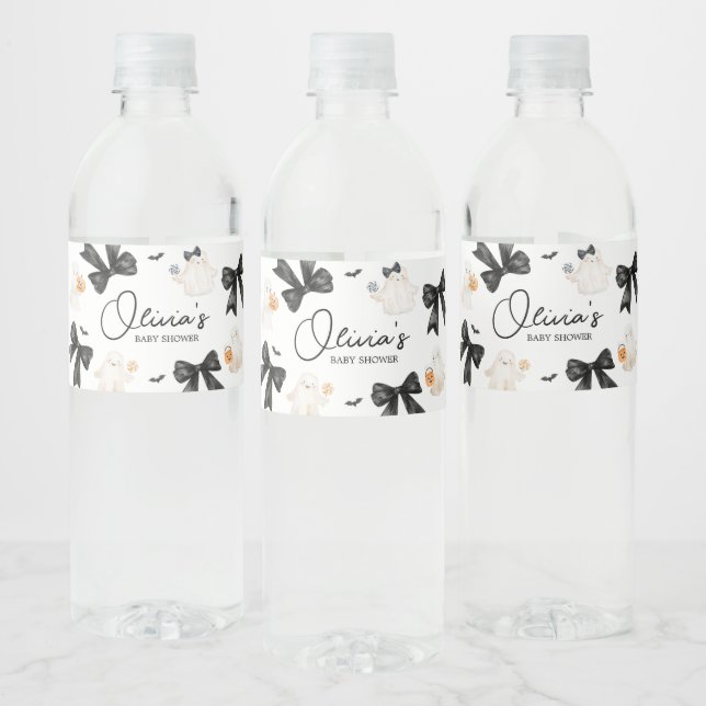 Rótulo De Garrafa De Vinho Chuva de Bebê Fantasminha Pequena Boo no Halloween (Garrafas)