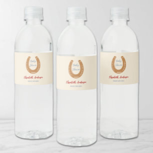 Rótulo De Garrafa De Vinho Chuva de Bebê Ferradura Ocidental Rústica