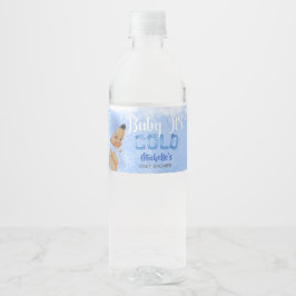 Rótulo De Garrafa De Vinho Chuva de Bebê Menino Étnico Azul Floco de Neve Fri
