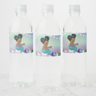 Rótulo De Garrafa De Vinho Chuva de Bebê Sereia Jóia Cabelo Afro