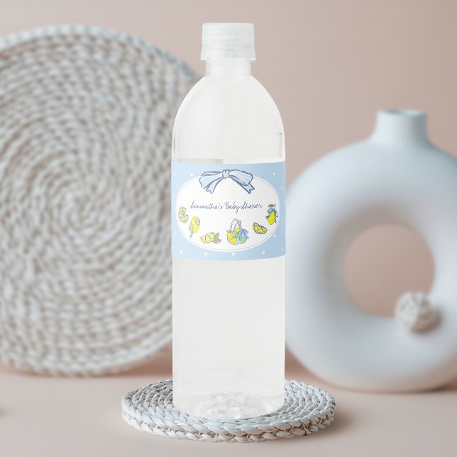 Rótulo De Garrafa De Vinho Chuva de Limão Você Chá de Bebê (We can't wait to Squeeze you Lemon Baby Shower Water Bottle Label)