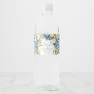 Rótulo De Garrafa De Vinho Chuva de Noiva Itália Azulejos Limão Azul Grazie
