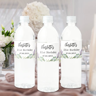 Rótulo De Garrafa De Vinho Chuva de noiva lavanda flores eucalipto Água Bo