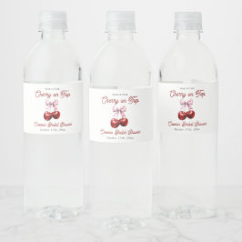 Rótulo De Garrafa De Vinho Chuva de Noiva Rosa com Laço Cereja Moderna