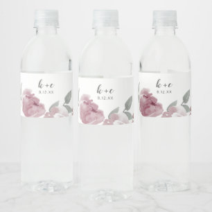 Rótulo De Garrafa De Vinho Chuva de Noiva Rosa Empoeirada Aquarela Floral