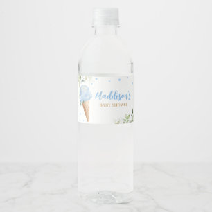 Rótulo De Garrafa De Vinho Chuva de Sorvete Azul Baby Shower 