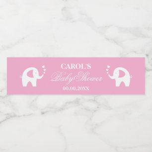 Rótulo De Garrafa De Vinho Chuveiro de bebê personalizado de elefante rosa fo