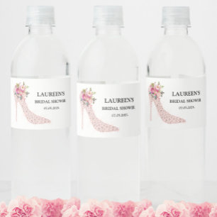 Rótulo De Garrafa De Vinho Chuveiro de Noiva com Saltos Altos Rosa