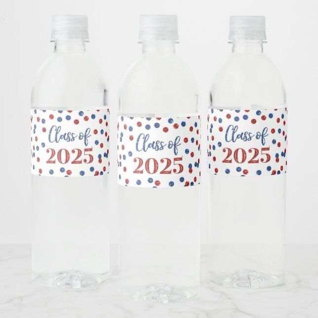 Rótulo De Garrafa De Vinho Classe Azul de Largura Vermelha de Graduação 2025 (Garrafas)