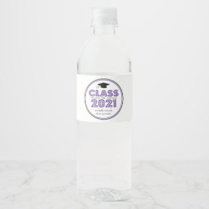 Rótulo De Garrafa De Vinho Classe De Graduação De 2021 Em Luzes (Roxo)