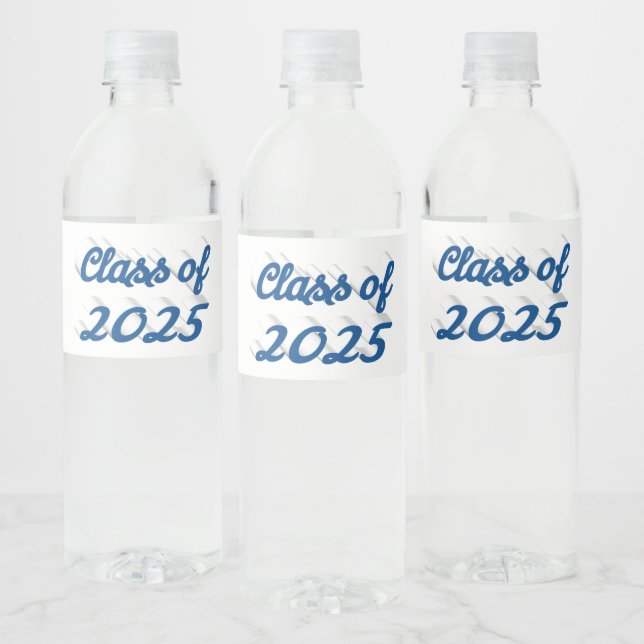 Rótulo De Garrafa De Vinho Classe de graduação de script azul 2025 (Garrafas)