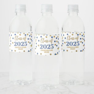 Rótulo De Garrafa De Vinho Classe de Largura Dourada Azul de Graduação 2025