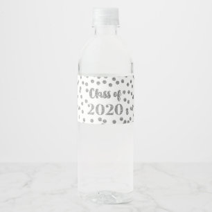 Rótulo De Garrafa De Vinho Classe Silver Confetti de Graduação 2020