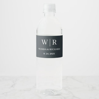 Rótulo De Garrafa De Vinho Clássico Monograma Minimalista Casamento 