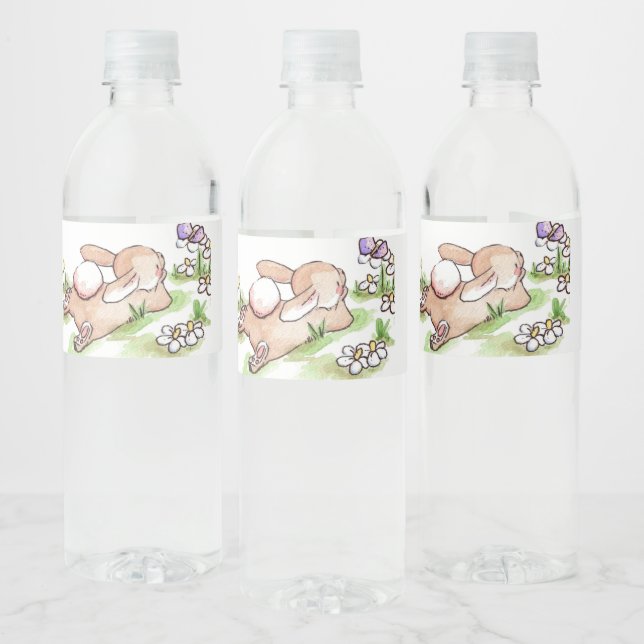 Rótulo De Garrafa De Vinho Coelhinho de Páscoa de Retro Bonito (Garrafas)