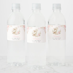 Rótulo De Garrafa De Vinho Coelho, Borboleta, Flores Cor-de-Rosa, Primeiro An
