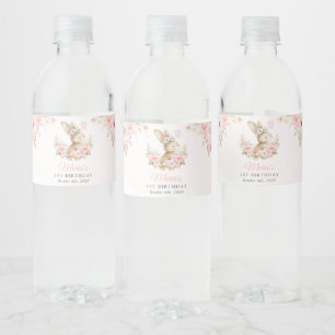 Rótulo De Garrafa De Vinho Coelho, Borboleta, Flores Cor-de-Rosa, Primeiro An