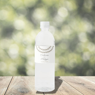 Rótulo De Garrafa De Vinho Colar de pérolas Elegante