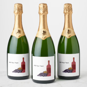 Rótulo de Garrafa de Vinho com Uvas