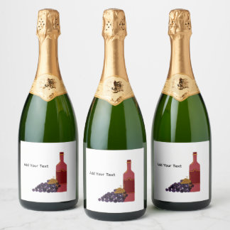 Rótulo de Garrafa de Vinho com Uvas