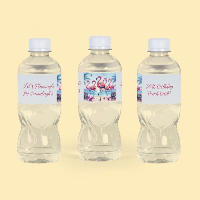 Rótulo De Garrafa De Vinho Comemorativa de Birthday Bash, praia Flamingle, va (Criador carregado)