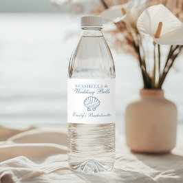 Rótulo De Garrafa De Vinho Conchas e Sininhos de Casamento Despedida de Solte