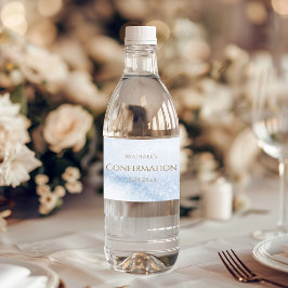 Rótulo De Garrafa De Vinho Confirmação do Menino com Aquarela Azul