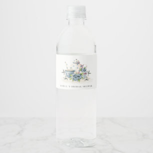 Rótulo De Garrafa De Vinho Conjunto de chá e xícaras azul aqua fofo para chá 
