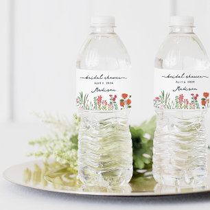 Rótulo De Garrafa De Vinho Convite de Chuveiro de Noiva Colorido de Flor Silv