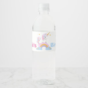 Rótulo De Garrafa De Vinho Corante mágico e bonito Rainbow Unicorn Aniversári